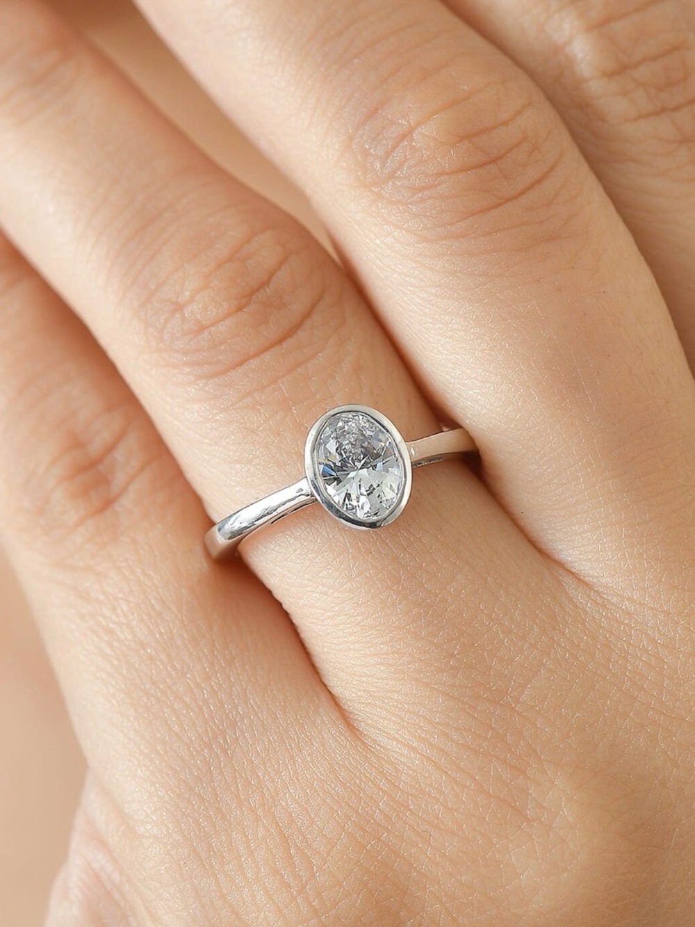 Zirconia by Swarovski Ring 1.8 ctw Platinum over Sterling Silver Ring 6.5